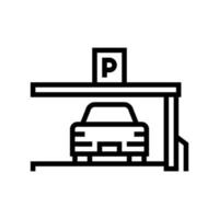 coche en el lugar de la ilustración de vector de icono de línea de estacionamiento