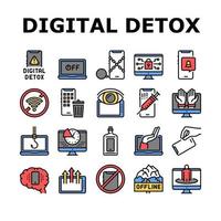 Digital Device Detox Collection Icons Set Vector