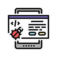 tablet debug color icon vector illustration