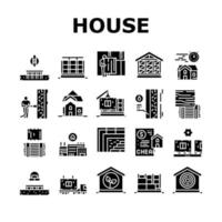 Timber Frame House Collection Icons Set Vector