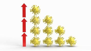 el gráfico de virus sobre fondo blanco para la representación 3d de contenido de coronavirus foto