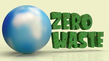 zero waste text and world 3d rendering for eco content. photo