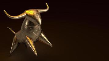 bull gold  3d rendering in dark tone for business content. photo