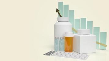 drug medical bottle and chart for health  content 3d rendering. photo