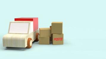 Postal boxes and wood van truck 3d rendering for delivery content. photo