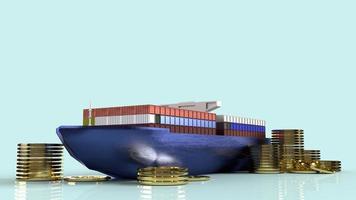 Container ship 3d rendering for business  transport content. photo