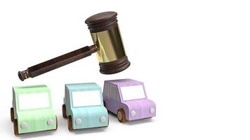 cars and hammer justice for Car auction concept 3d rendering. photo