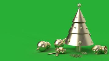 Bronze Christmas tree on green background 3d rendering for holiday content. photo