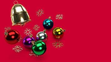 Christmas ball and Gold bell 3d rendering for holiday content. photo