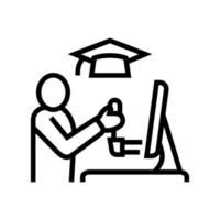 education flight simulator on computer line icon vector illustration