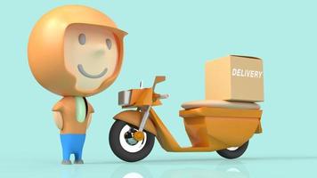 man and  bike delivery 3d rendering for  transport  content. photo