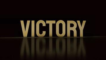 The victory text gold surface in black background 3d rendering. photo