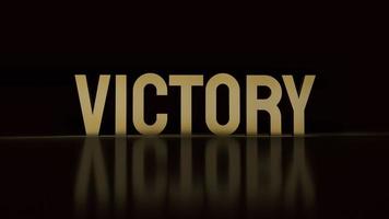 The victory text gold surface in black background 3d rendering. photo