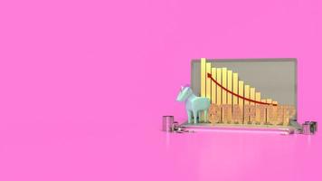 The blue unicorn and chart arrow up  for symbol startup business 3d rendering photo