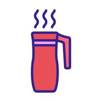 hot thermal cup with handle icon vector outline illustration