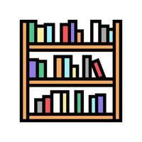 estante de biblioteca con libros icono de color ilustración vectorial vector