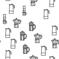 Coffee Make Machine And Accessory Vector Seamless Pattern