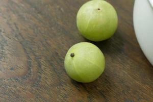 The Indian Gooseberry or Phyllanthus emblica image close up for background. photo