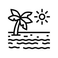 playa tropical verano línea icono vector ilustración