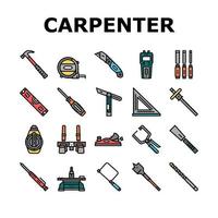 Carpenter Tool And Accessory Icons Set Vector