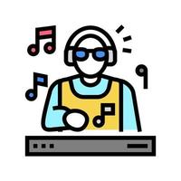 dj performing music color icon vector illustration