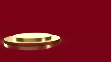 gold Podium platform on red background 3d rendering. photo