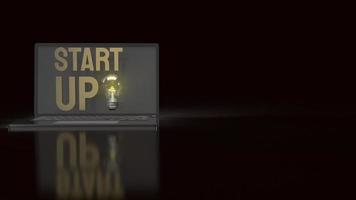 light bulb and start up text  on notebook for idea content 3d rendering. photo