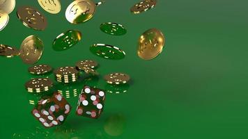 Red dices on green 3d rendering close up image. photo