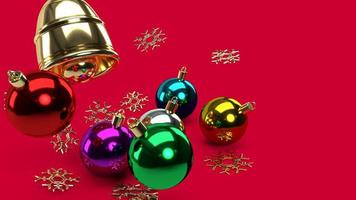 Christmas ball and Gold bell 3d rendering for holiday content. photo