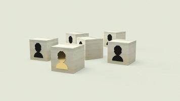 man symbol on wood cube for Human resources and business concept 3d rendering. photo