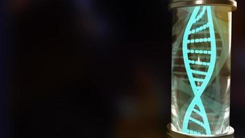 el adn en tubo de vidrio para ciencia y contenido médico renderizado 3d. foto