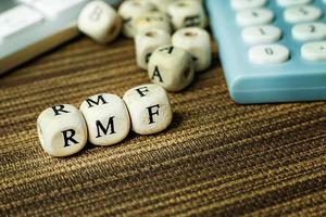 Text RMF on wooden cube for business content. photo
