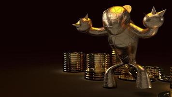 bear gold  and gold coins 3d rendering in dark tone for business content. photo