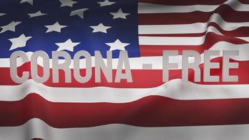 word corona free on Usa  flag  for corona virus content 3d rendering. photo