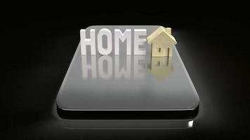 The home wood toy and  mobile phone for property content 3d rendering. photo