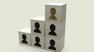 símbolo de hombre en cubo de madera para recursos humanos y representación 3d del concepto de negocio. foto