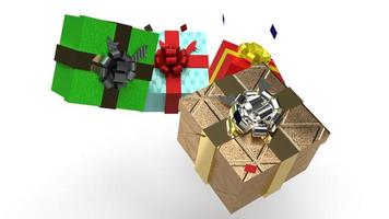 cajas de regalo sobre fondo blanco imagen de renderizado 3d para contenido de celebración. foto