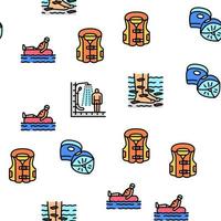 Water Park Attraction And Pool Vector Seamless Pattern