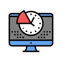 time for working on computer color icon vector illustration