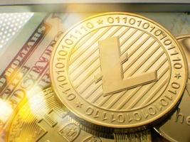 The  gold Lite coin  crypto currency  for business content. photo