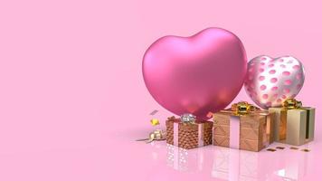 The heart and gift box for valentines day holiday content 3d rendering photo