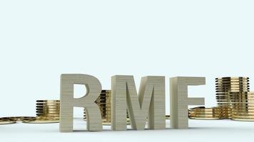 wood text rmf and gold coins 3d rendering for business content. photo