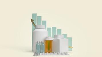 drug medical bottle and chart for health  content 3d rendering. photo