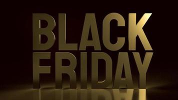 gold Black Friday text on black background for holiday shopping  3d rendering. photo