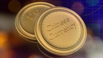 representación 3d de monedas de oro para contenido de moneda digital china. foto
