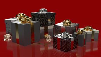 The  gift boxes on red background for shopping content 3d rendering. photo