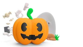 Pumpkin jack 3d rendering for halloween concept. photo