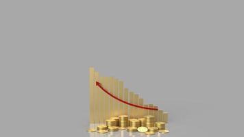 The gold chart and coins group for business content 3d rendering. photo