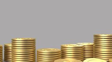 The gold coins on gray color background for business content 3d rendering. photo