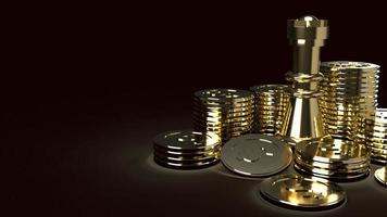 gold chess and coins abstract image 3d rendering for business content photo